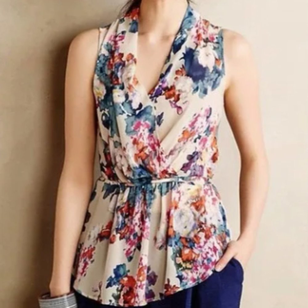 ANTHROPOLOGIE | Sunday in Brooklyn Edria Floral Sleeveless Top Blouse | Size M